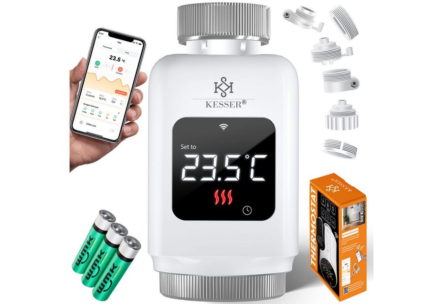 KESSER Heizkörperthermostat, Heizungsregler Smart Home Heizungssteuerung mit WLAN & APP Steuerung von KESSER