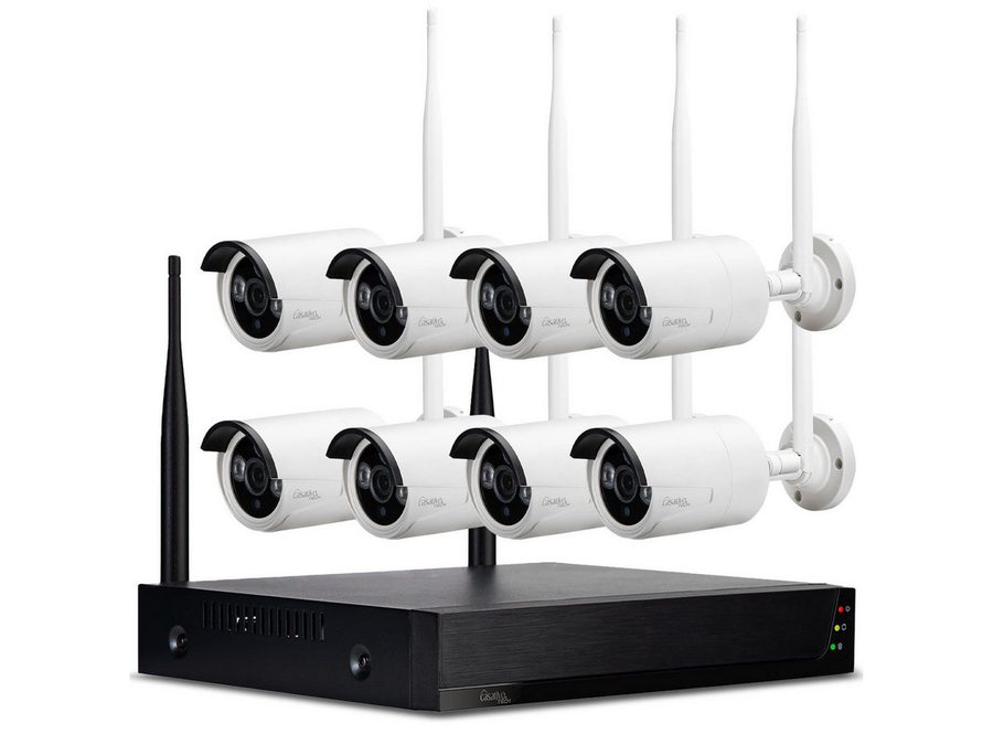 Casativo Überwachungskamera 150m Profi Funk Überwachungssystem 8 QHD-2K IRKameras & Rekorder IP66 (Außenbereich, Personenerkennung, Reichweite 150 Meter, Nachtsicht 25 Meter, Tuya App)