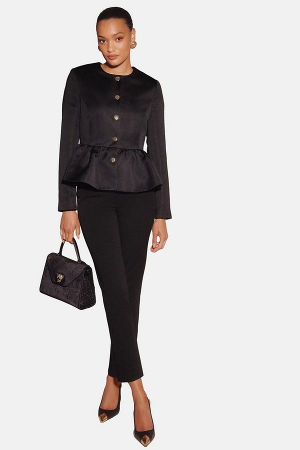 LIPSY Jackenblazer Lipsy Jacke mit rundem Kragen und Schößchen (1-tlg) von Lipsy