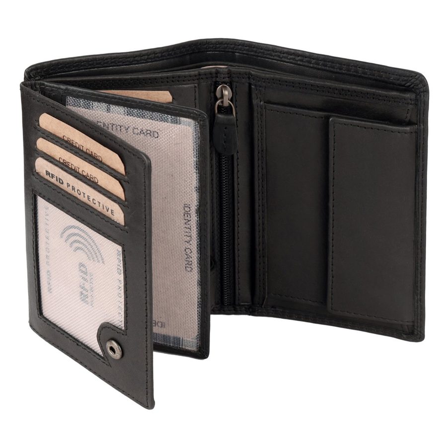Benthill Geldbörse Herren Echt Leder Portemonnaie RFID Gelbeutel mit vielen Kartenfächer, RFID-Schutz Kartenfächer Münzfach von Benthill