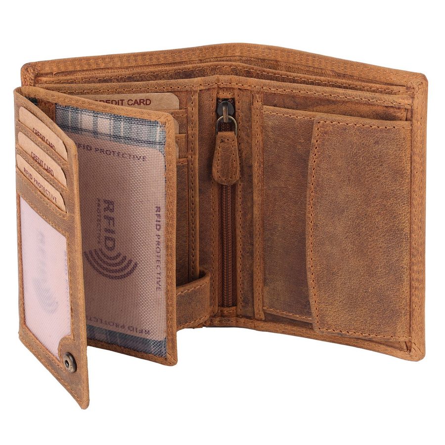 Benthill Geldbörse Herren Echt Leder Portemonnaie RFID Männer Geldbeutel Vintage Slim, RFID-Schutz Kartenfächer Münzfach von Benthill