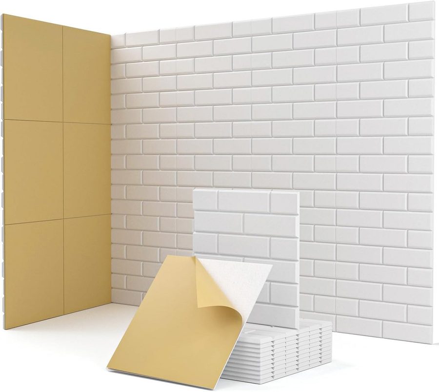 Rhein Beleuchtung Akustikplatte Akustikplatten selbstklebend 12 Stück Ziegeltextur, (30×30×0,9 cm Paneele für Wand, Decke, Holz & Türen), Schallabsorber mit hoher Dichte für optimale Raumakustik von Rhein Beleuchtung