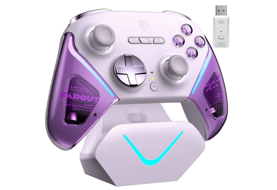 ANYSUN D10 Controller PC mit Ladestation, Controller PC Wireless Gaming-Controller (mit TMR Joystick & 2 in 1 Trigger, Wireless-Bluetooth-Gamepad, 1000Hz Polling Controller mit RGB für PC/Switch/Handy) von ANYSUN