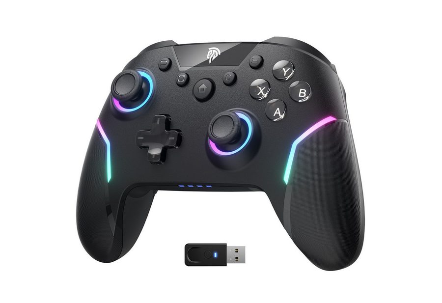 ANYSUN Controller Wireless Gaming Controller mit RGB-Hintergrundbeleuchtung Controller (Bluetooth Controller mit 2 in 1 Trigger & abnehmbare Hall Joystick, & Mechanische Tasten, 6 Achsen Gyro, Kompatibel mit PC/Switch/Handy) von ANYSUN