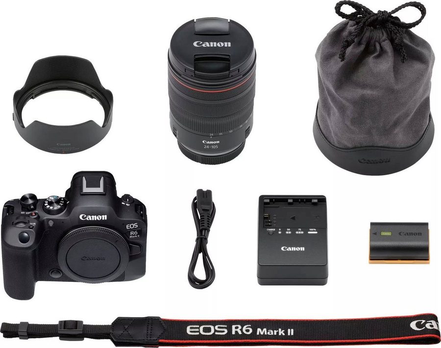 Canon EOS R6 Mark II Systemkamera (RF 24-105mm F4 L IS USM, 24,2 MP, WLAN (Wi-Fi), Bluetooth, Hybridkamera für Foto und Video ohne Kompromisse)