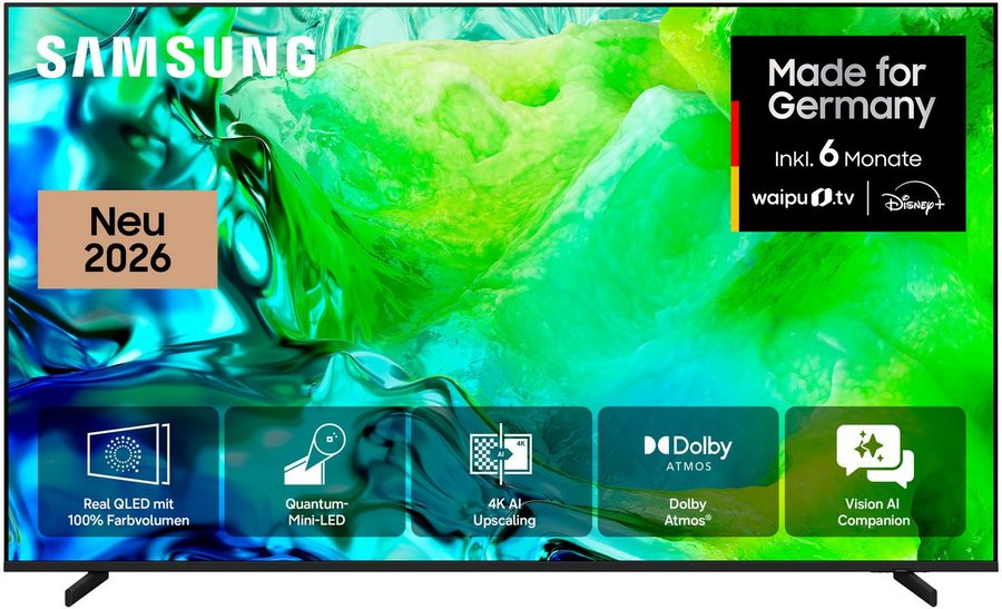 Samsung GQ75QN80HAU QLED-Fernseher (189 cm/75 Zoll, 4K Ultra HD, Smart-TV, Real QLED Mini-LEDs, Motion Xcelerator 144 Hz, Gaming Hub, Dolby Atmos)