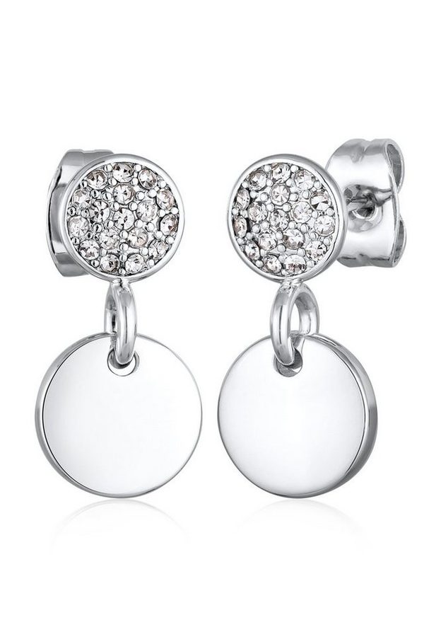 Elli Paar Ohrstecker Ohrhänger Damen Kristalle Rund Plättchen Schmuck Geschenk, Plättchen von Elli