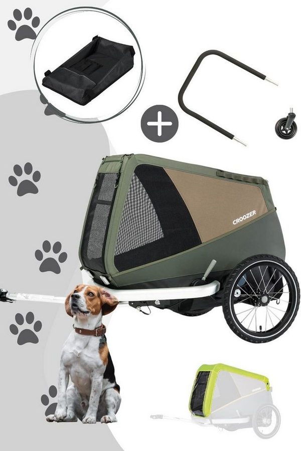 Croozer Fahrradhundeanhänger inkl. Regenverdeck, Packfach und Buggy-Set, Für Hunde bis 35 Kg von CROOZER