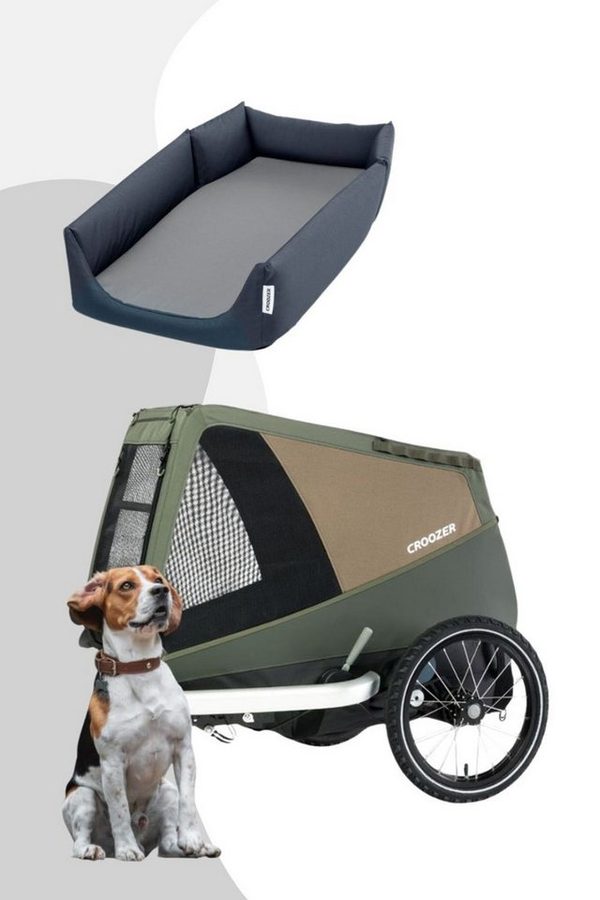 Croozer Fahrradhundeanhänger Dog Enna Bundle inkl. Enna Hundebett - Farbe: Moos Green von CROOZER