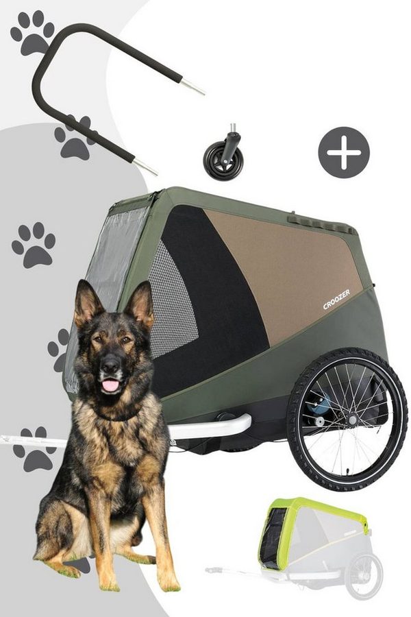 Croozer Fahrradhundeanhänger Dog Tammo Flex & Go Bundle (inkl. Buggyset und Regenverdeck) von CROOZER