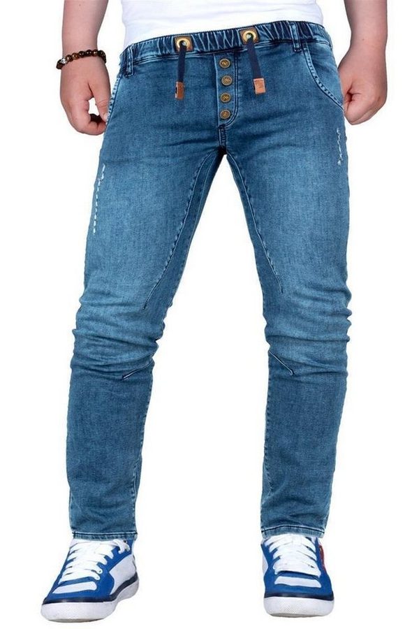 Reichstadt Jeansjeggings Kinder Slim Fit Jogging Jeans Stonewashed RS105 Blue (158) (1-tlg) Elastischer Bund mit Kordelzug und Knöpfen von Reichstadt