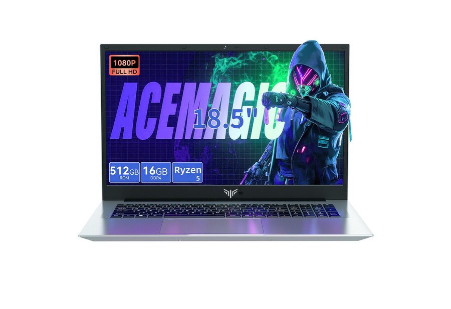 ACEMAGIC 18.5 Zoll FHD laptop, AMD Ryzen 5 7430U, 16GB RAM, 512GB SSD Notebook (42,86 cm/18.5 Zoll, AMD AMD Ryzen 5 7430U 7430U, AMD Radeon Graphics, 16 GB, 512 GB SSD, bis zu 3.7 GHz, WIFI5, Bluetooth 5.0,mit Deutscher Tastaturfolie)