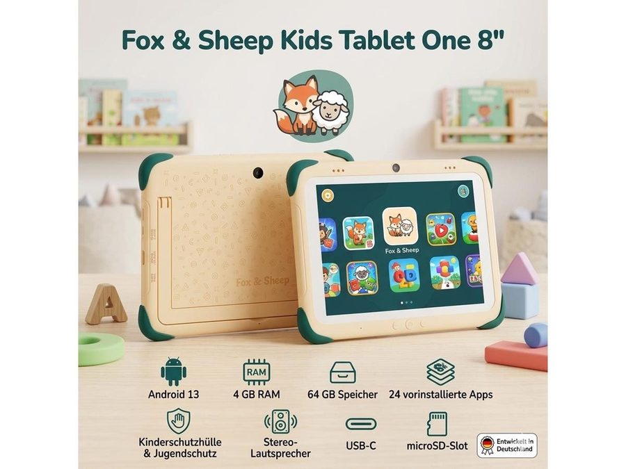Fox & Sheep Kids Kinder Tablet Tablet (8", 64 GB, Android 13) von Fox & Sheep