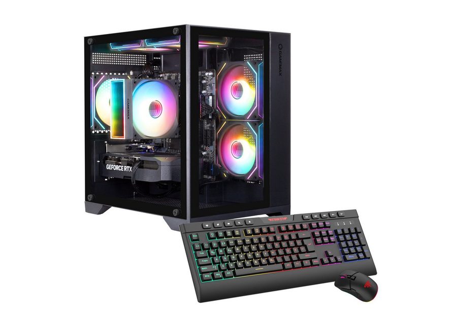 GAMEMAX Infinity Mini BK 7532 AMD Ryzen 5 7500F RTX 5070 32GB DDR5 1TB SSD Gaming-PC (AMD Ryzen 5 5700F, RTX 5070, 32 GB RAM, 1000 GB SSD, Luftkühlung aktiv, Windows 11, DDR5 RAM)