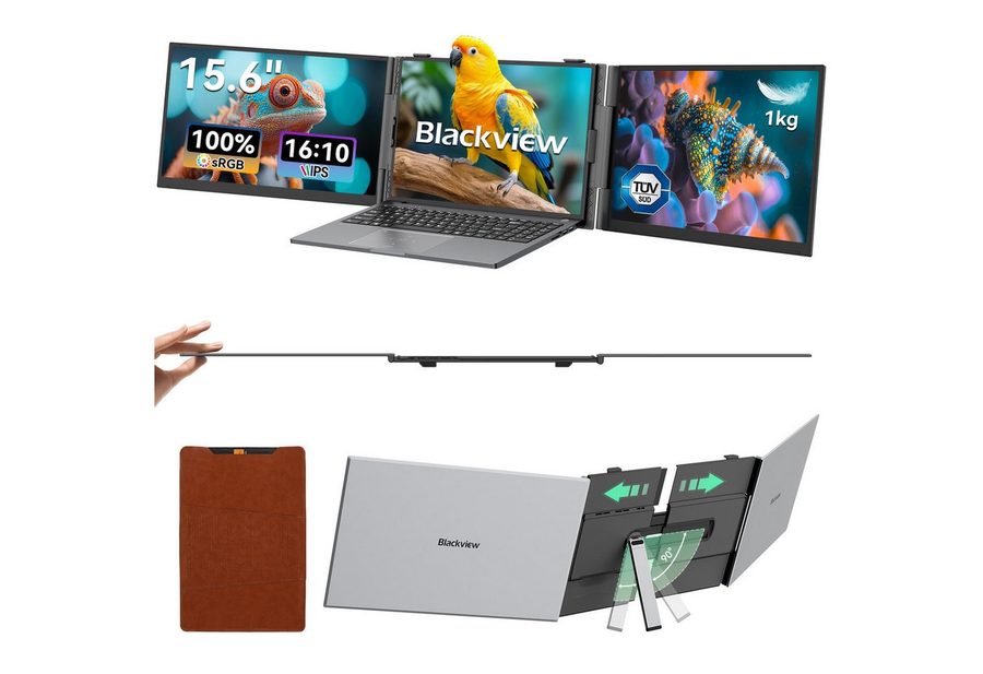 blackview 1920 × 1200 Laptop-Bildschirm-Extender, Dual-Screen, IPS LCD Portabler Monitor (1920x1200 px, Full HD, IPS, 1kg, 16:10, 14-17,3 Zoll & Windows/Mac/Android/Chrome-Kompatibilität) von blackview