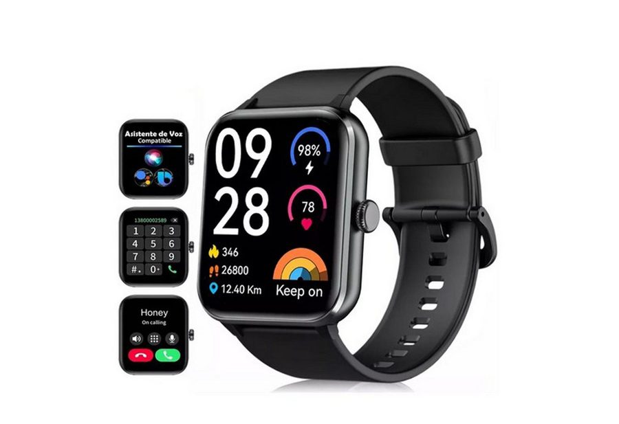 blackview Smartwatch Damen Herren mit 5 Tagen Akkulaufzeit,1,85" HD Touchscreen Smartwatch (1.85 Zoll, iOS/Android) Set, mit Wechselband aus weichemSilikon und Ladekabel, KI-Sprachassistent, Herzfrequenz,SpO₂,Schlaf,100+ Sportmodi, 2 Armband von blackview