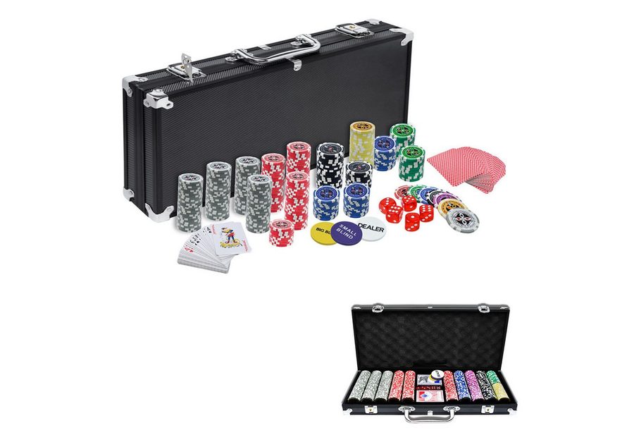 FIVMEN Spiel Pokerkoffer Pokerset mit 500 Chips Pokerspiel Aluminium Koffer, inkl. Pokerdecks, Würfel, Dealer Button, Poker, Pokerchips, Jetons von FIVMEN