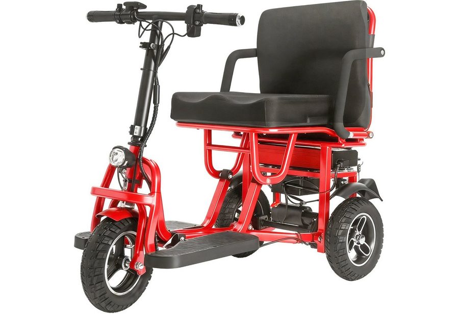 DOTMALL Elektrischer Rollator 350W Faltbarer 3-Rad Elektromobil für Senioren 32km Akku 48V/10Ah