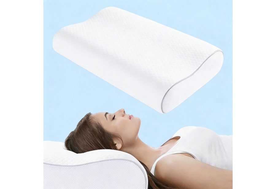 Elegear Nackenstützkissen nackenkissen orthopädisch, kopfkissen nackenschmerzen, schlafkissen, Füllung: Memory Foam, Seitenschläfer, Bauchschläfer, Rückenschläfer, 50 x 30cm Ergonomisches Nkopfkissen mit Kissenbezug, Memoryfoam kissen von Elegear