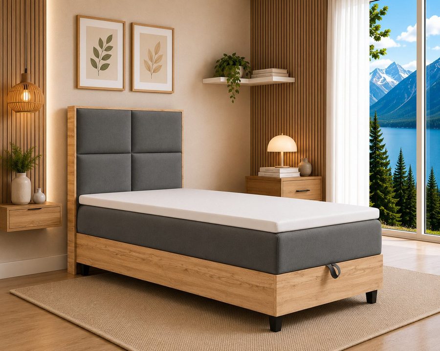 Best for Home Boxspringbett Einzelbett Trinity K-2 Plate Single mit Bettkasten & Topper H3 (Einzelbett, Polsterbett mit gepolstertes Kopfteil, Jugendbett, Kinderbett versch. Größen, 4-St., 70x200 80x200 90x200 100x200 cm), Verschiedene Liefermöglichkeiten, TOP Preis-Leistungs-Verhältnis