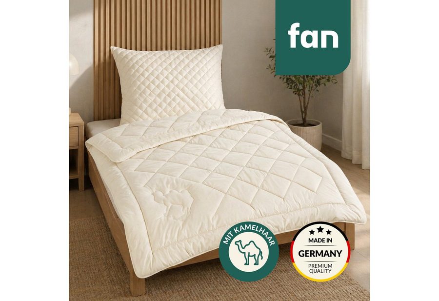 fan Naturhaarbettdecke Gobi 97% Kamelhaar, Bettdecken für Sommer und Winter, Füllung: Kamelhaar, Bezug: Baumwolle, Kamelhaarfüllung - temperaturausgleichend- Made in Germany von fan