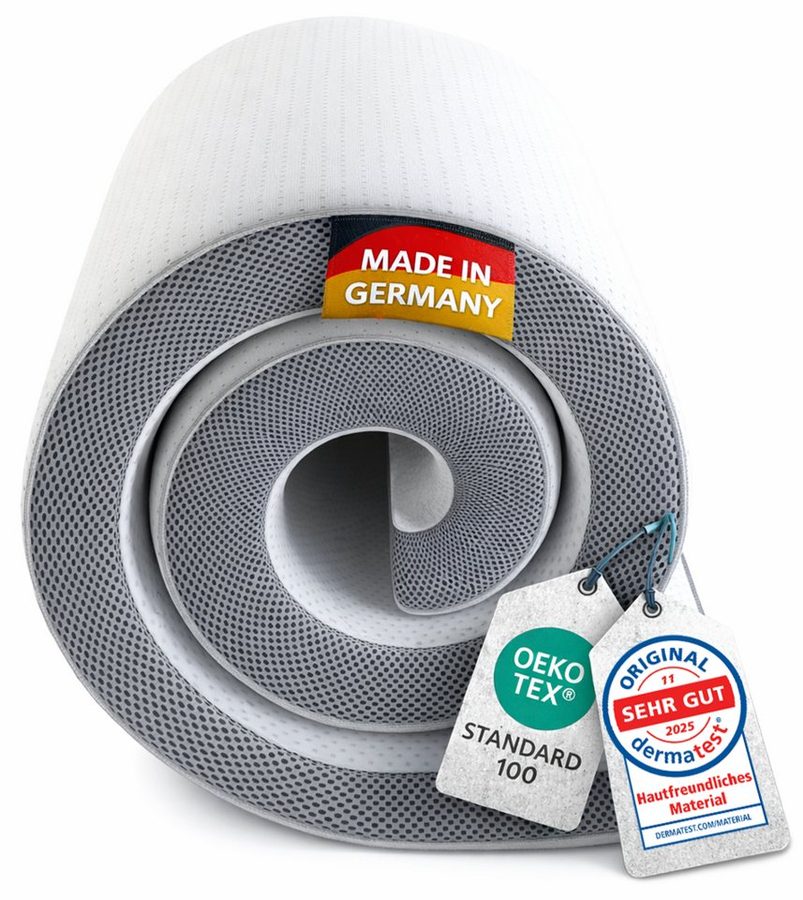 KNERST, Topper 7-Zonen 90x200–200x200cm, 2 Härtegraden, 7 cm hoch, Komfortschaum mit Memory Schaum, Ergonomischer Topper atmungsaktiv waschbar Matratzentopper 120 x 200 von KNERST