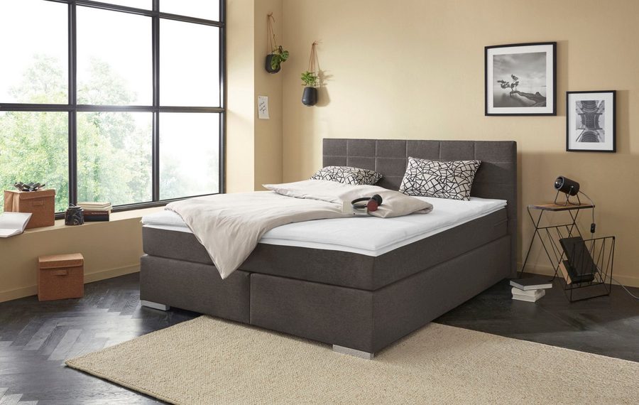COTTA Boxspringbett SIMBA, inkl. Taschenfederkernmatratze H3 oder H4 und Komforttopper, Strukturstoff-Bezug, Liegefläche wahlweise 120x200 bis 200x200 cm