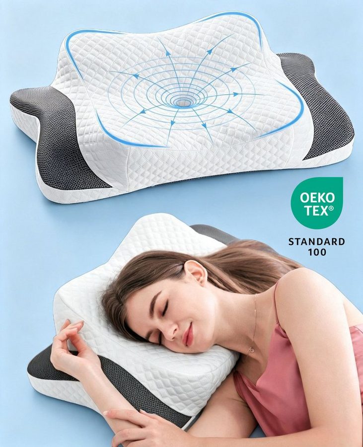 Elegear Nackenstützkissen kopfkissen Memory Foam nackenkissen schlafkissen mit 6 Höhen/2 Härte, Füllung: Memory-Foam, Rückenschläfer, Seitenschläfer, Bauchschläfer, Ergonomisches Schlaf, Rückenschläfer, Seitenschläfer, Bauchschläfer von Elegear
