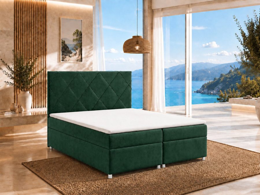Best for Home Boxspringbett mit Bettkasten Trinity K-7 Bonellfederkern inkl. Komfort Topper H3 (Komplett-Set, 1-St., 140x200 160x200 180x200 200x200 cm), Handwerksqualität, TOP Preis-Leistungs-Verhältnis