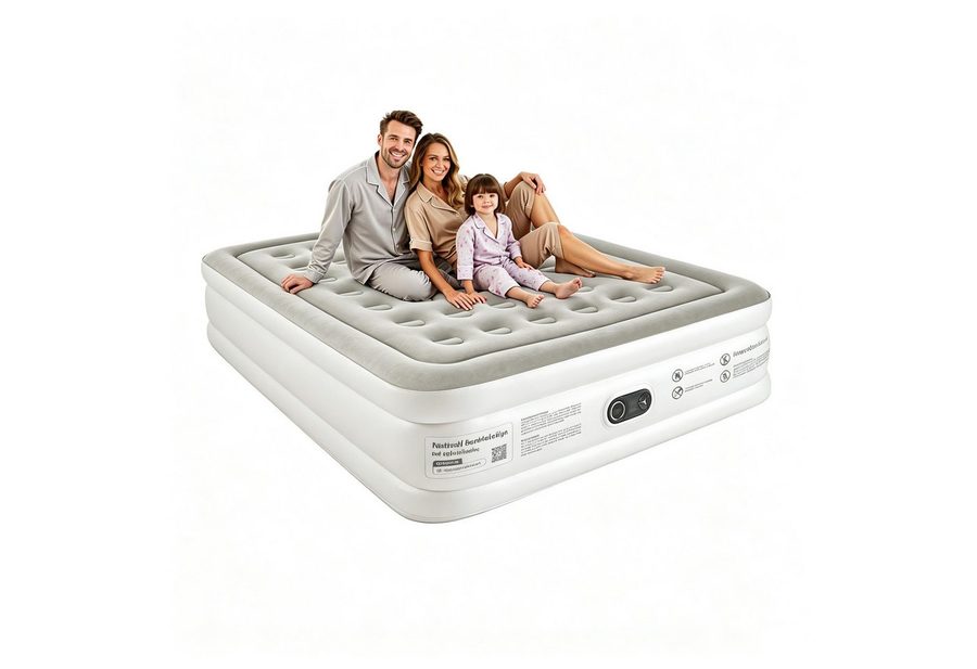 MC Star Luftmatratze Komfortable Luftmatratze 18″ hoch, bis 362 kg Tragkraft, (mit integrierter Pumpe, für Gäste, Camping & Zuhause, leise & pflegeleicht, platzsparend), Family Size, inkl. Tragetasche & Pumpe von MC Star