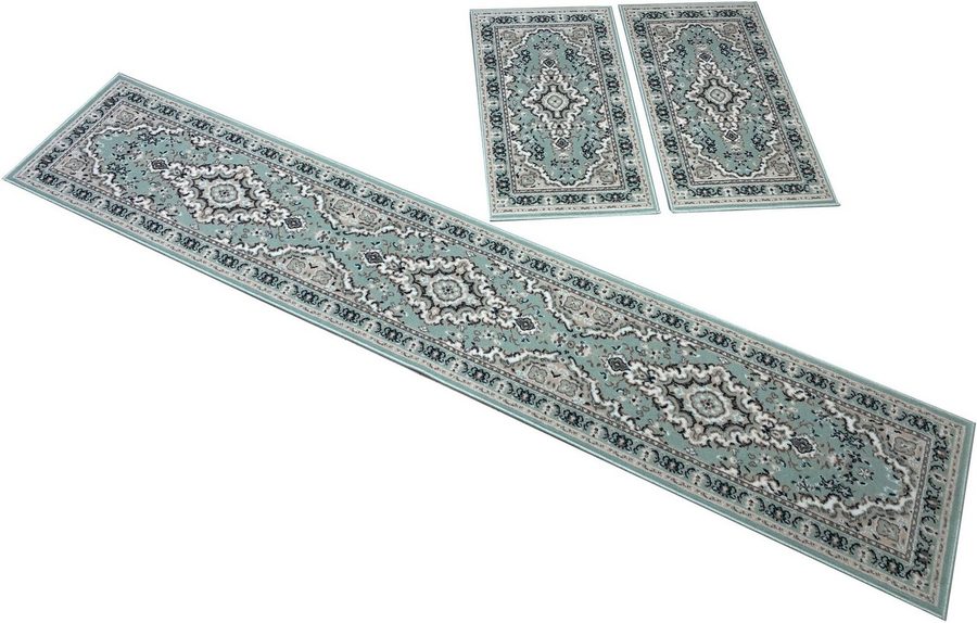 OTTO home Bettumrandung Oriental, Made in Belgium, Höhe 7 mm, (3-tlg), Läufer-Set, Kurzflor, Orient-Optik, mit Bordüre, pflegeleicht, elegant von OTTO home