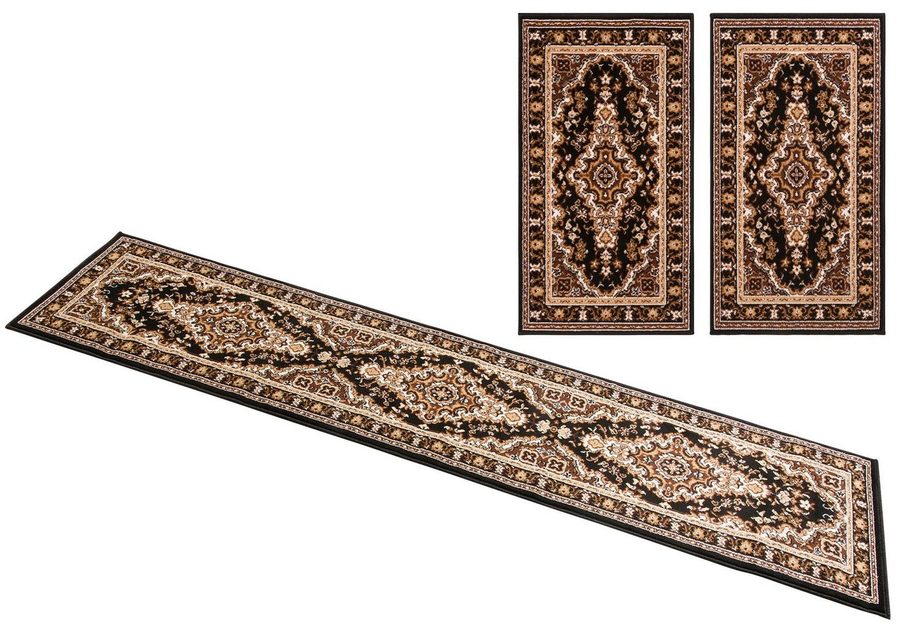 OTTO home Bettumrandung Oriental, Made in Belgium, Höhe 7 mm, (3-tlg), Läufer-Set, Kurzflor, Orient-Optik, mit Bordüre, pflegeleicht, elegant von OTTO home