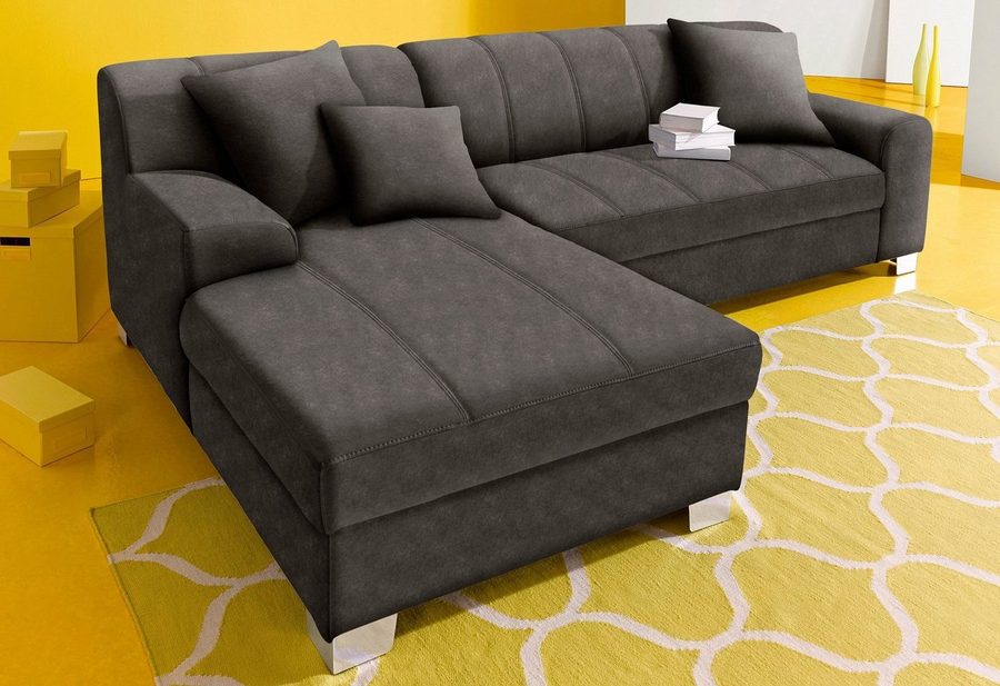 DOMO collection Ecksofa TURAH 239x152 cm, inkl. Zierkissen, moderne Steppung, mit Bettfunktion, Schlafsofa, Unser Dauertiefpreis