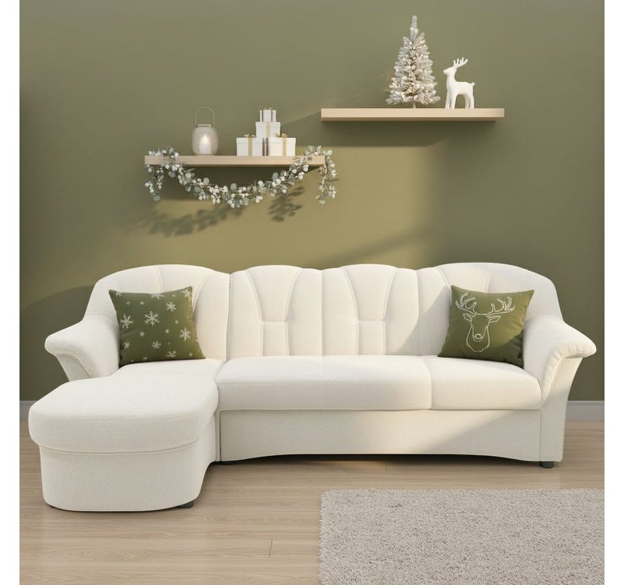 DOMO collection Ecksofa FLORES Schlafsofa, 233x142x86 cm, L-Form, whlw. mit Bettfunktion, whlw. mit Federkern
