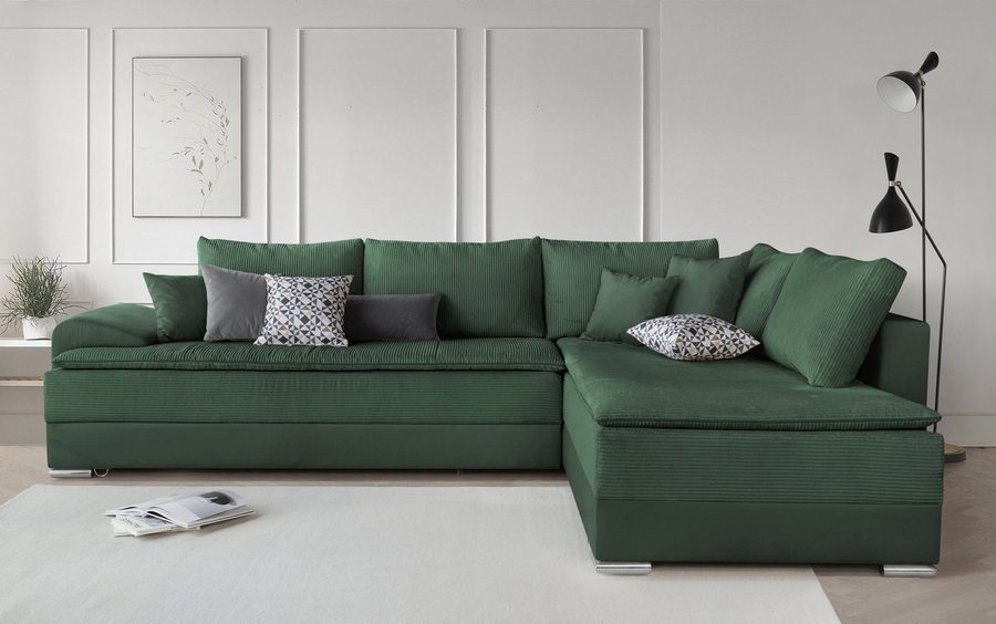 Home affaire Ecksofa Night & Day L-Form, B: 324 cm, Dauer-Schlaffunktion und Armlehne, Schlaffunktion & Bettkasten, Boxspringbett 180x200 cm