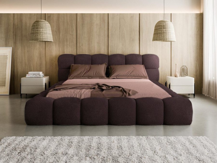 Compleo Polsterbett BIZU BUBBLE bouclé, Designerbett 140/160/180x200, MADE IN EU, Weiche Formen, hochwertige Materialien für Komfort wie auf Wolke