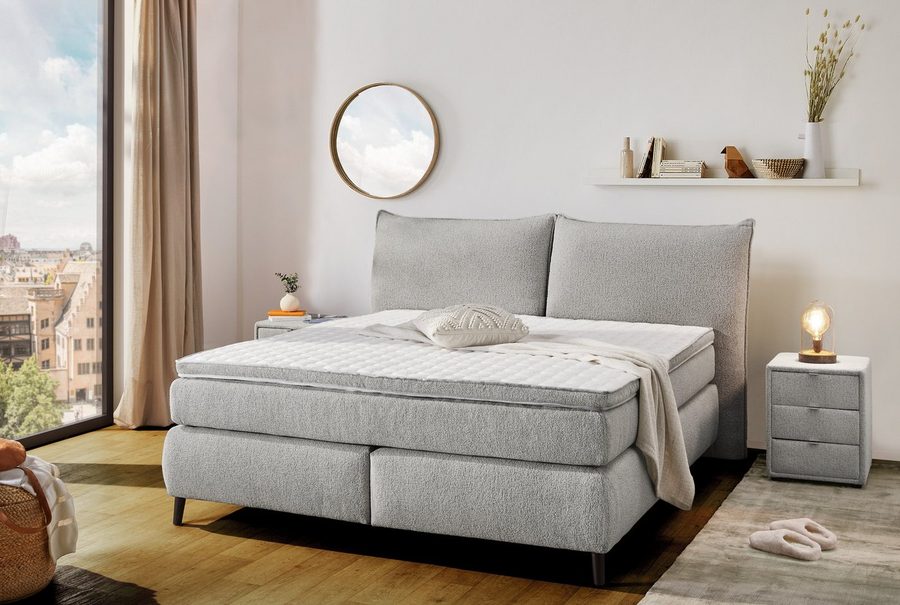 Jockenhöfer Gruppe Boxspringbett Hacienda, Breite 180cm,erhältlich in verschiedenen Farben, 7-Zonen-TTFK-Matratze, KS-Topper, verschiedene Härtegrade wählbar