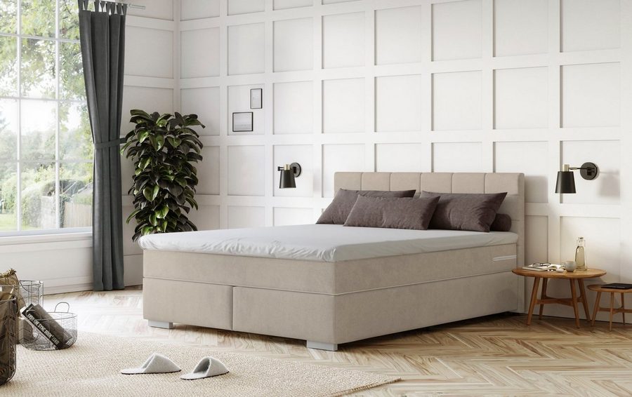 COTTA Boxspringbett Simba erhältlich in verschiedenen Breiten, Farben und Härtegraden, Bezugsstoff: Struktur fein