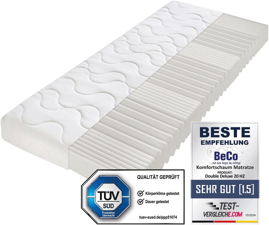 Komfortschaummatratze Double Deluxe Matratze 20, Matratze in 90x200 cm und weiteren Größen, Beco, 20 cm hoch, Matratze vom TÜV Süd getestet*, über 2.000 5-Sterne-Bewertungen! von Beco
