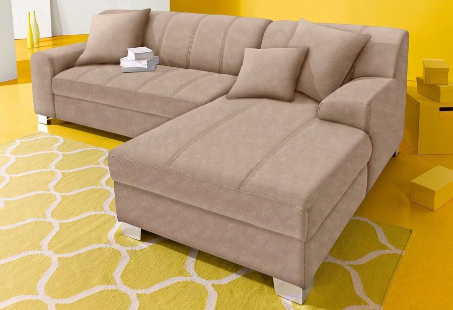 DOMO collection Ecksofa TURAH 239x152 cm, inkl. Zierkissen, moderne Steppung, mit Bettfunktion, Schlafsofa, Unser Dauertiefpreis