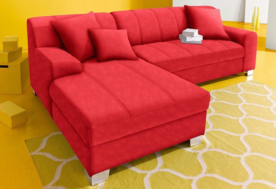 DOMO collection Ecksofa TURAH 239x152 cm, inkl. Zierkissen, moderne Steppung, mit Bettfunktion, Schlafsofa, Unser Dauertiefpreis