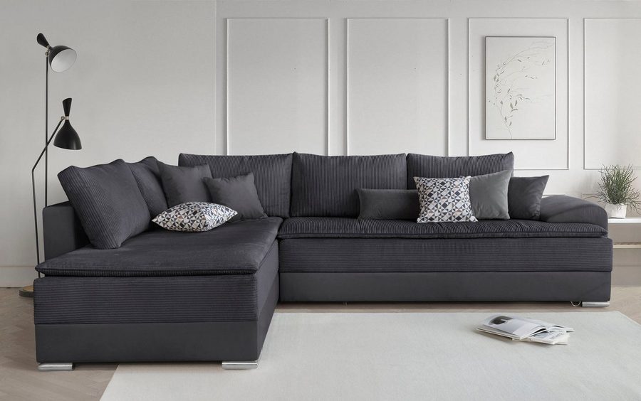 Home affaire Ecksofa Night & Day L-Form, B: 324 cm, Dauer-Schlaffunktion und Armlehne, Schlaffunktion & Bettkasten, Boxspringbett 180x200 cm