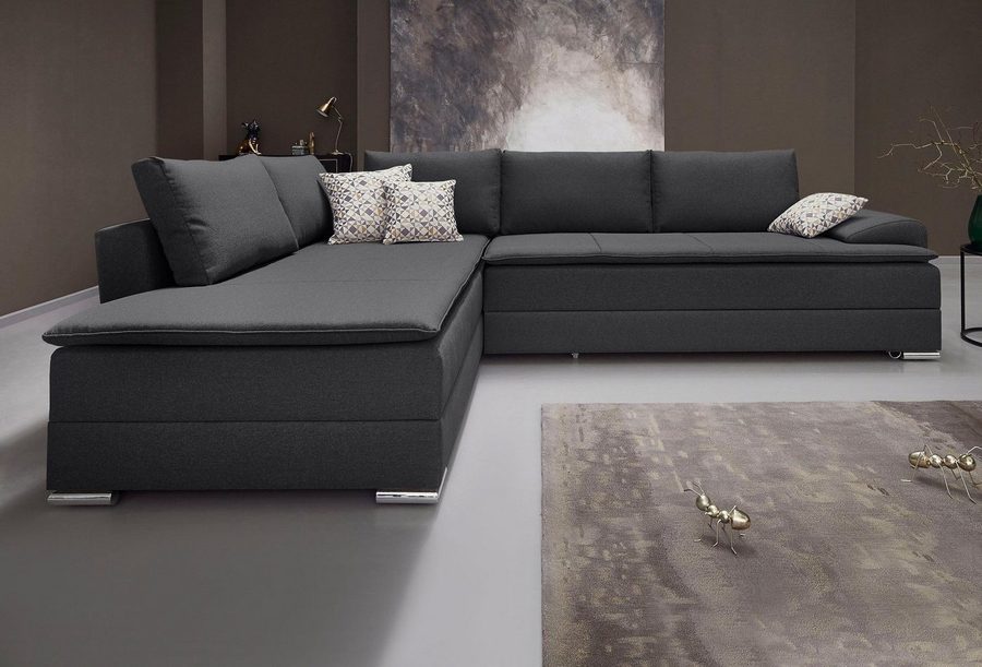 Home affaire Ecksofa Night & Day L-Form, B: 324 cm, Dauer-Schlaffunktion und Armlehne, Schlaffunktion & Bettkasten, Boxspringbett 180x200 cm