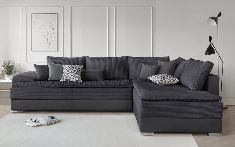 Home affaire Ecksofa Night & Day L-Form, B: 324 cm, Dauer-Schlaffunktion und Armlehne, Schlaffunktion & Bettkasten, Boxspringbett 180x200 cm