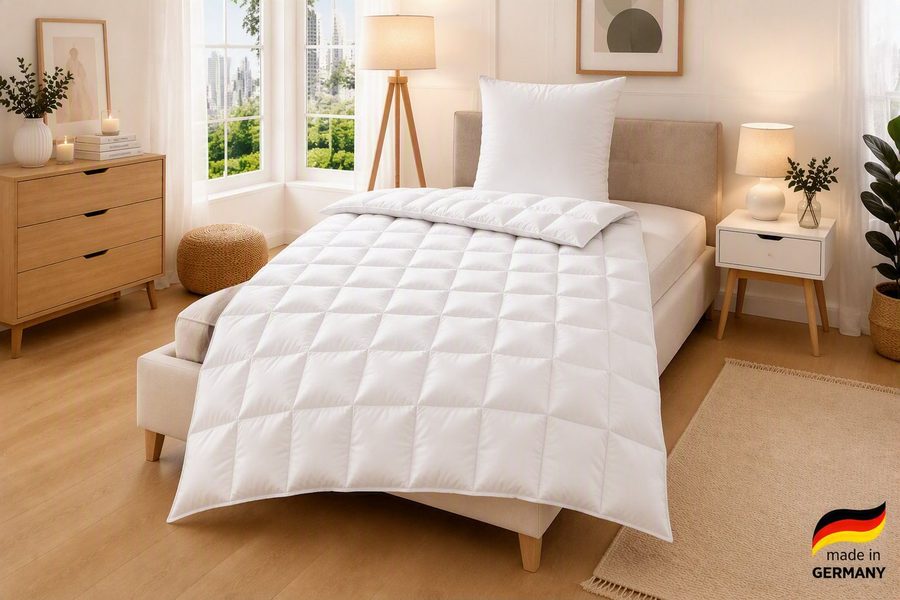 OTTO home Daunenbettdecke Köniz 60% Daunen, Bettdecke 135x200 cm, 155x220 cm und weitere Größen, Füllung: 60% Daunen, 40% Federn, Bezug: 100% Baumwolle, Bettdecken, Sommer, Winter, Decke ist Made in Green zertifiziert von OTTO home
