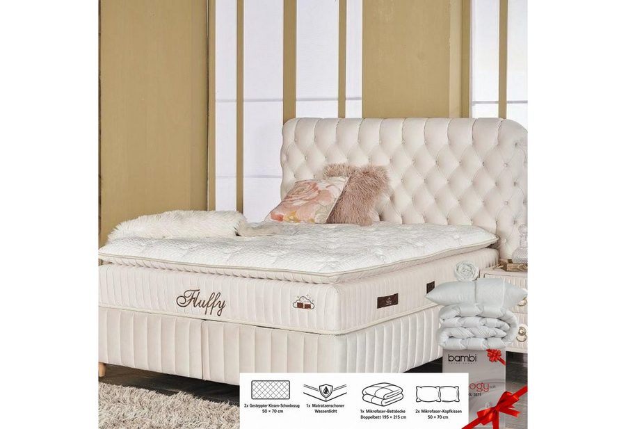 gowoll Boxspringbett mit Matratze mit Topper Comfort Bett Set Doppelbett, Polsterbett (Set, 4-St., 2 Bettkästen, 1 Matratze, 1 Kopfteil (Nachttisch optional), Schlafzimmer Set
