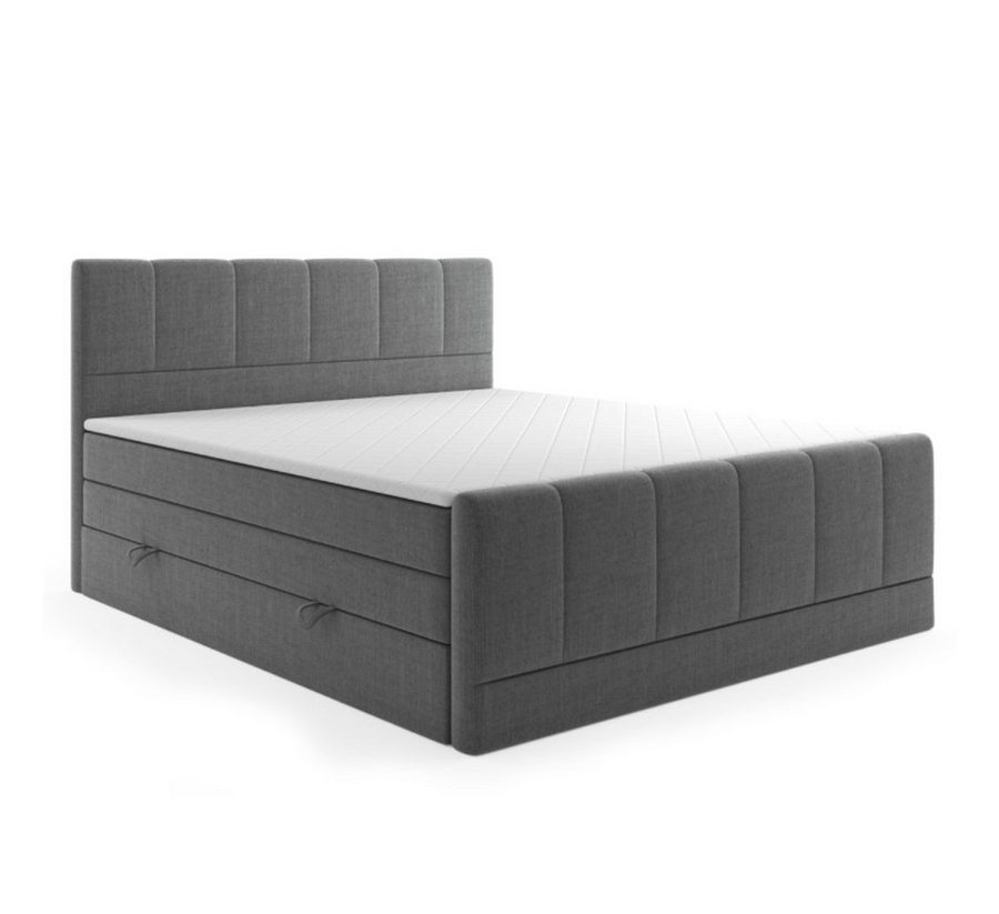 M-Punkt24 Boxspringbett Ibiza (Grau oder Schwarz, Liegefläche 180 x 200cm, inkl. 7 Zonen Taschenfederkernmatratze), mit Bettkasten, Topper, Fußteil