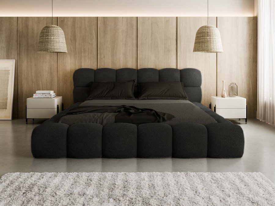 Compleo Polsterbett BIZU BUBBLE bouclé, Designerbett 140/160/180x200, MADE IN EU, Weiche Formen, hochwertige Materialien für Komfort wie auf Wolke