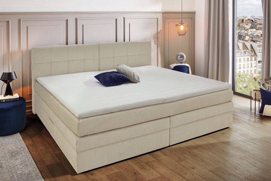 Jockenhöfer Gruppe Boxspringbett Casa Grande in der Breite 240cm, Familienbett mit Bettkasten (1.000 L), 7-Zonen-TTFK-Matratze, KS-Topper, verschiedene Härtegrade wählbar
