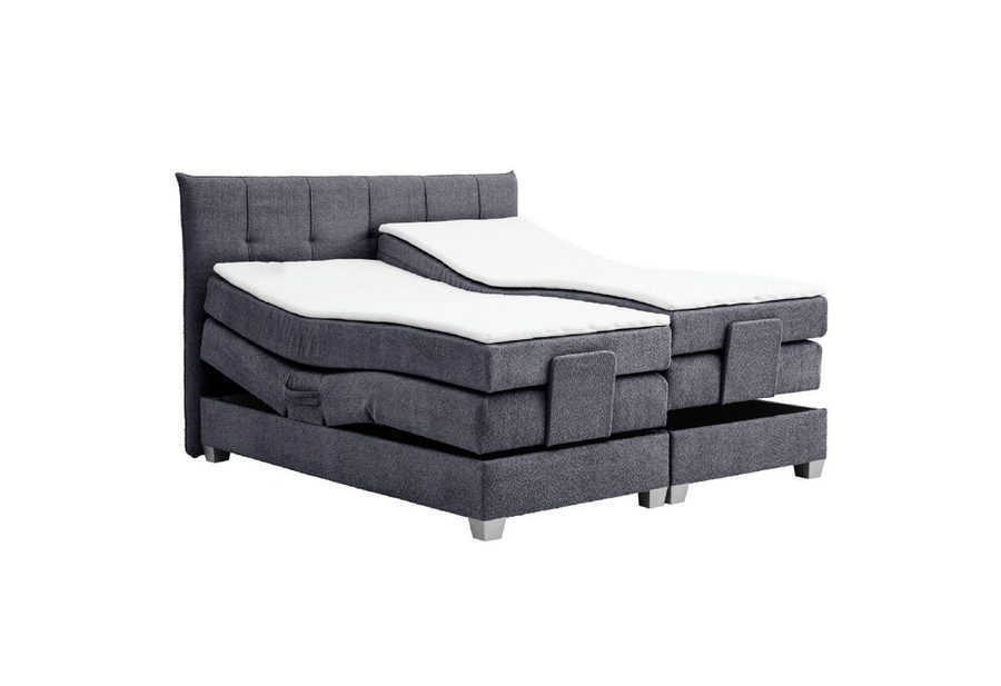 M-Punkt24 Boxspringbett ADRIA (140x200 cm, Boucle Anthrazit), Mit Motor inkl. Matratze und Topper